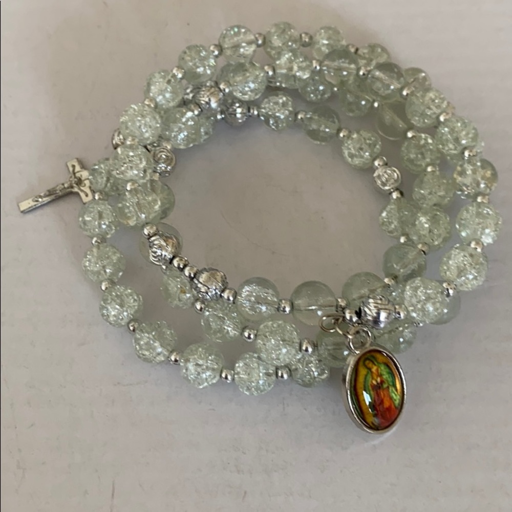 Cross Mary charm wraparound bracelet